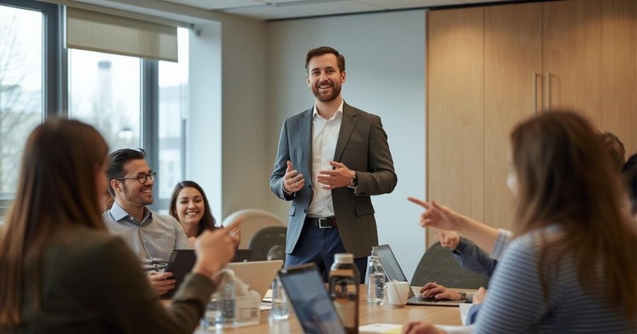 Delegate practising training delivery during a Train the Trainer session.