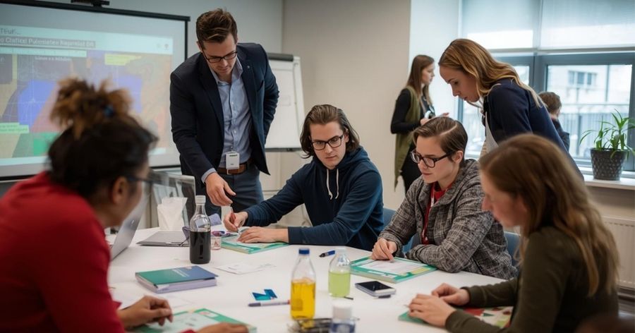 Learners practising workplace skills during interactive training.