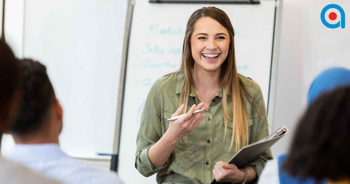 Manager training staff with passion. 