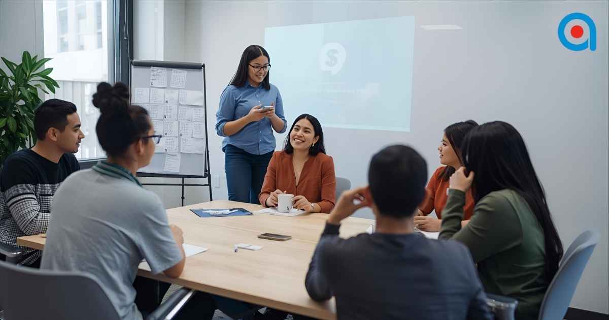 Trainer leading an interactive workplace training session to demonstrate effective learning.